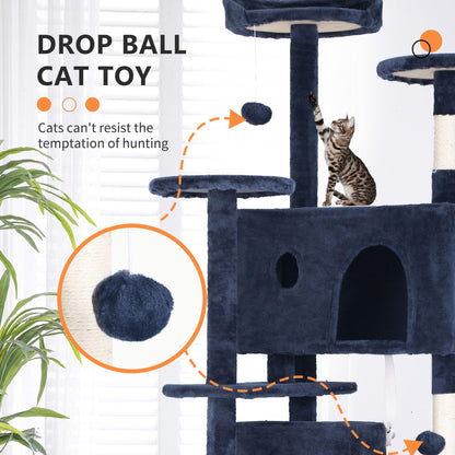 BestPet 54in Cat Tree Tower for Indoor Cats,Multi-Level Furniture Activity Center with Scratching Posts Stand House Condo Funny Toys Kittens Pet Play House,Dark Gray