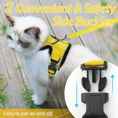 rabbitgoo Cat Harness and Leash for Walking, Escape Proof Soft Adjustable Vest Harnesses for Cats, Easy Control Breathable Reflective Strips Jacket, Black, XS