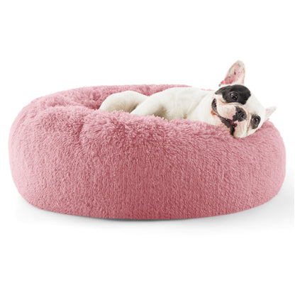 Bedsure Calming Cat Beds for Indoor Cats - Small Cat Bed Washable 20 inches, Anti-Slip Round Fluffy Plush Faux Fur Pet Bed, Fits up to 15 lbs Pets, Camel