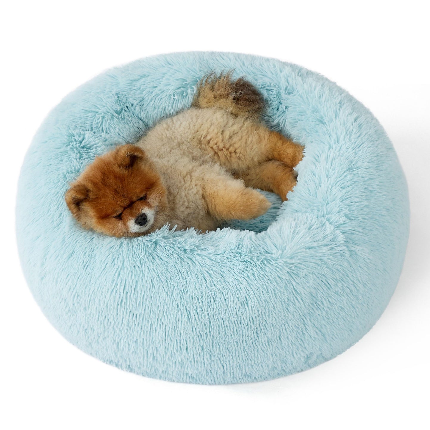 Bedsure Calming Cat Beds for Indoor Cats - Small Cat Bed Washable 20 inches, Anti-Slip Round Fluffy Plush Faux Fur Pet Bed, Fits up to 15 lbs Pets, Camel