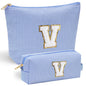 YOOLIFE Initial Makeup Bag | Teen Girl Gifts Trendy Stuff | Travel Makeup Bag for Girls | Gifts for 3 4 5 6 7 8 9 10 11 12 13 Year Old Girls | Makeup Bag for Girls Birthday Gifts for Kids Blue K