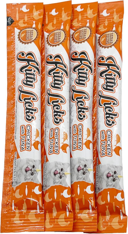 Rena's Recipe Kitty Licks Chicken Barrel (60 Tubes) 3 flavorsX20 Tubes Cream Lickable Cat Treats
