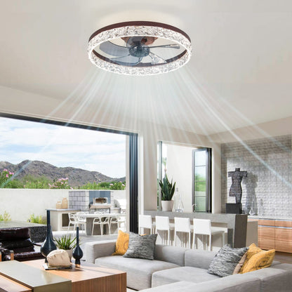 LEDIARY 20" Modern Ceiling Fans with Lights and Remote, Dimmable Low Profile Ceiling Fan, Flush Mount Ceiling Fan, Stepless Color Temperature Change and 6 Speeds - White