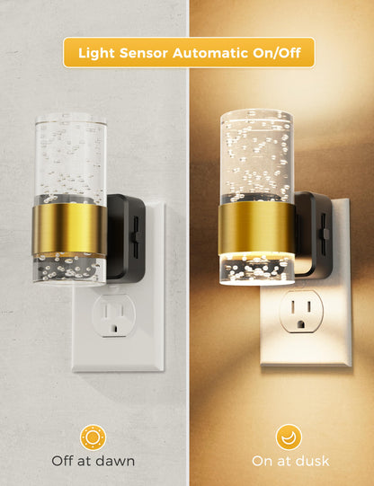 Night Lights Plug into Wall, Soft Light LED Night Light with Adjustable Brightness, Plug in Night Light with Auto Light Sensor, Wall Sconce-Style Design Night Light for Bathroom,Hallway, 2 Pack