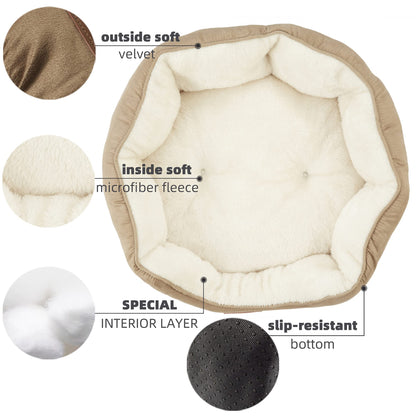 Asvin Small Dog Bed for Small Dogs, Cat Beds for Indoor Cats, Pet Bed for Puppy and Kitty, Extra Soft & Machine Washable with Anti-Slip & Water-Resistant Oxford Bottom, Grey, 20 inches