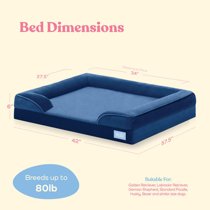 Orthopedic Sofa Dog Bed - Ultra Comfortable Dog Beds for Medium Dogs - Breathable & Waterproof Pet Bed- Egg Foam Sofa Bed with Extra Head and Neck Support - Removable Washable Cover & Nonslip Bottom.
