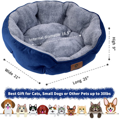 Asvin Small Dog Bed for Small Dogs, Cat Beds for Indoor Cats, Pet Bed for Puppy and Kitty, Extra Soft & Machine Washable with Anti-Slip & Water-Resistant Oxford Bottom, Grey, 20 inches