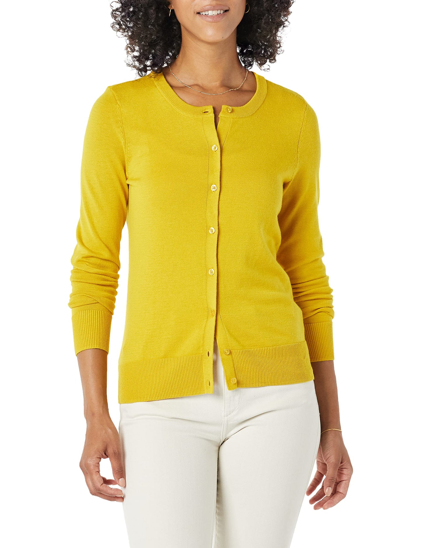 Women's Lightweight Crewneck Cardigan Sweater (Available in Plus Size)