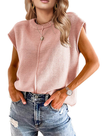 Womens Cap Sleeve Tops 2025 Trendy Tank Top Loose Knit Sweater Vests Cute Shirts Outfits Spring Fall Summer Tops