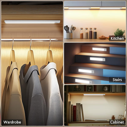 Under Cabinet Lighting Wireless, 4Pack Motion Sensor Light Indoor with 3 Color Temps, Dimmable Closet Lights Battery Operated, LED Magnetic Light, Rechargeable Under Counter Lights for Kitchen Home
