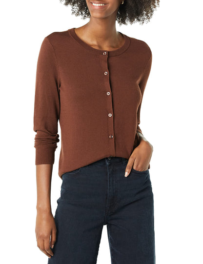 Women's Lightweight Crewneck Cardigan Sweater (Available in Plus Size)
