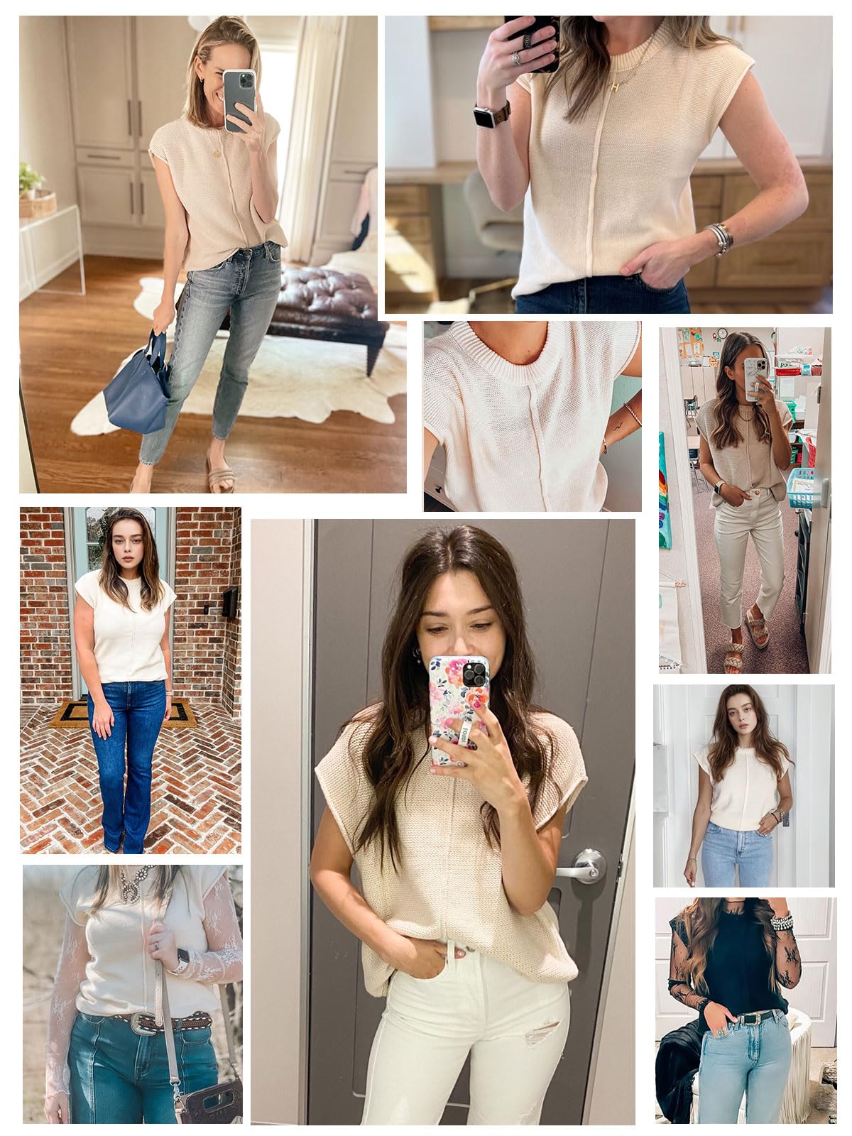 Womens Cap Sleeve Tops 2025 Trendy Tank Top Loose Knit Sweater Vests Cute Shirts Outfits Spring Fall Summer Tops