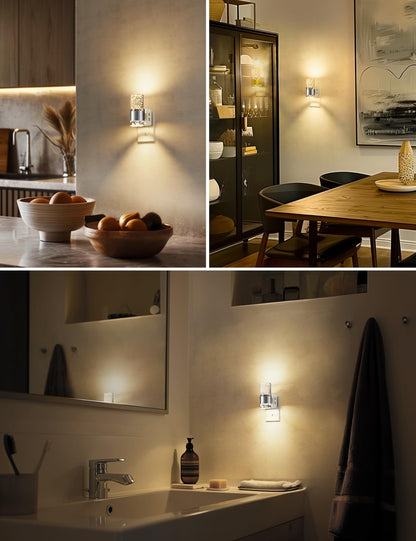 Night Lights Plug into Wall, Soft Light LED Night Light with Adjustable Brightness, Plug in Night Light with Auto Light Sensor, Wall Sconce-Style Design Night Light for Bathroom,Hallway, 2 Pack