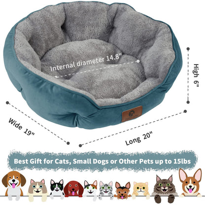 Asvin Small Dog Bed for Small Dogs, Cat Beds for Indoor Cats, Pet Bed for Puppy and Kitty, Extra Soft & Machine Washable with Anti-Slip & Water-Resistant Oxford Bottom, Grey, 20 inches