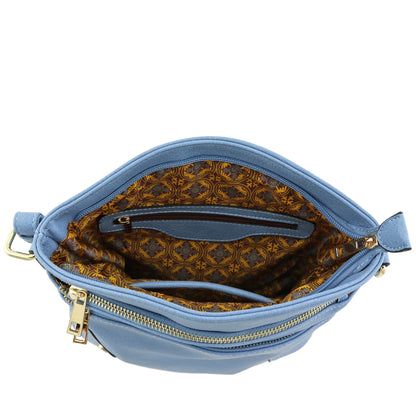 ALYSSA Triple Zip Pocket Large Crossbody Bag