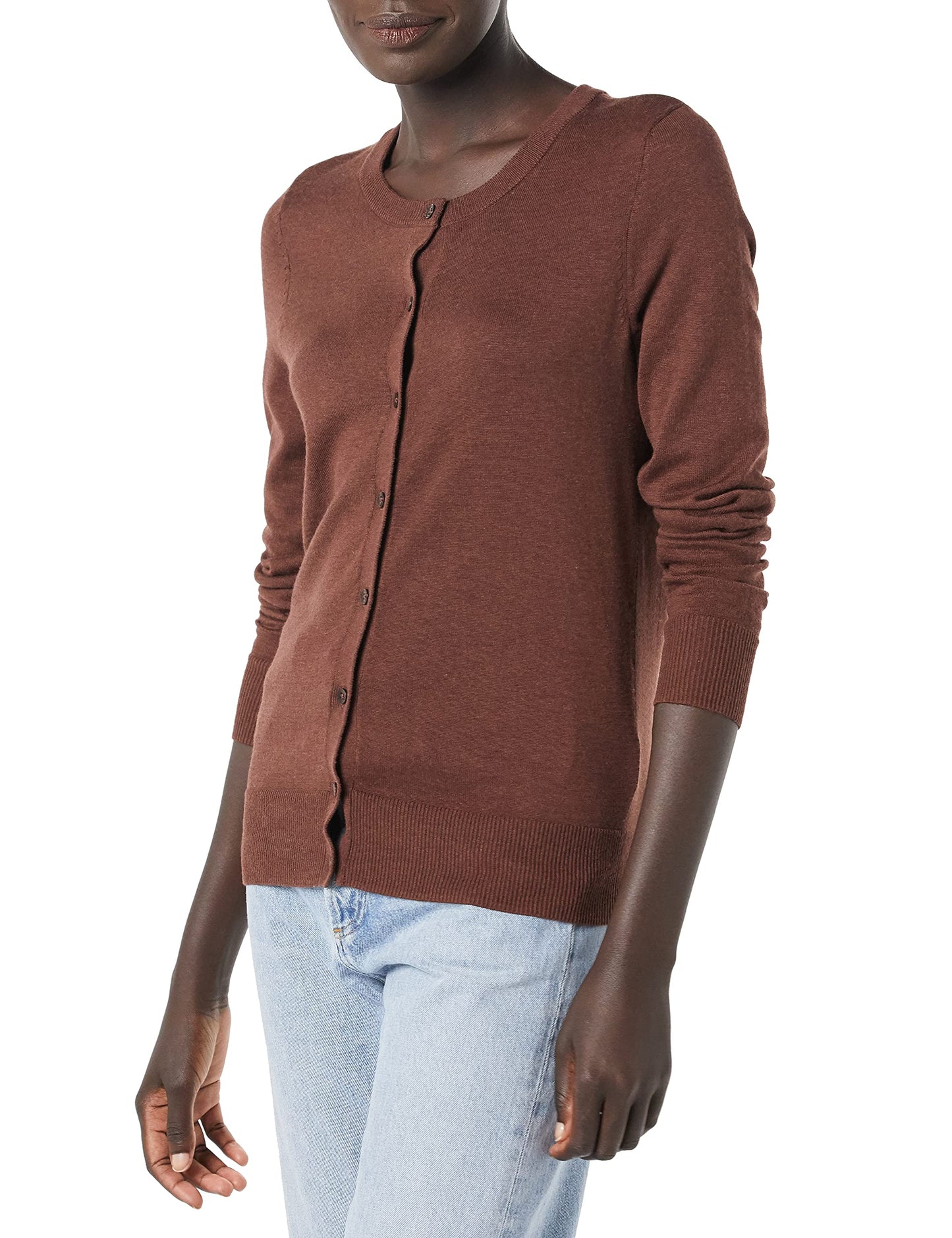 Women's Lightweight Crewneck Cardigan Sweater (Available in Plus Size)