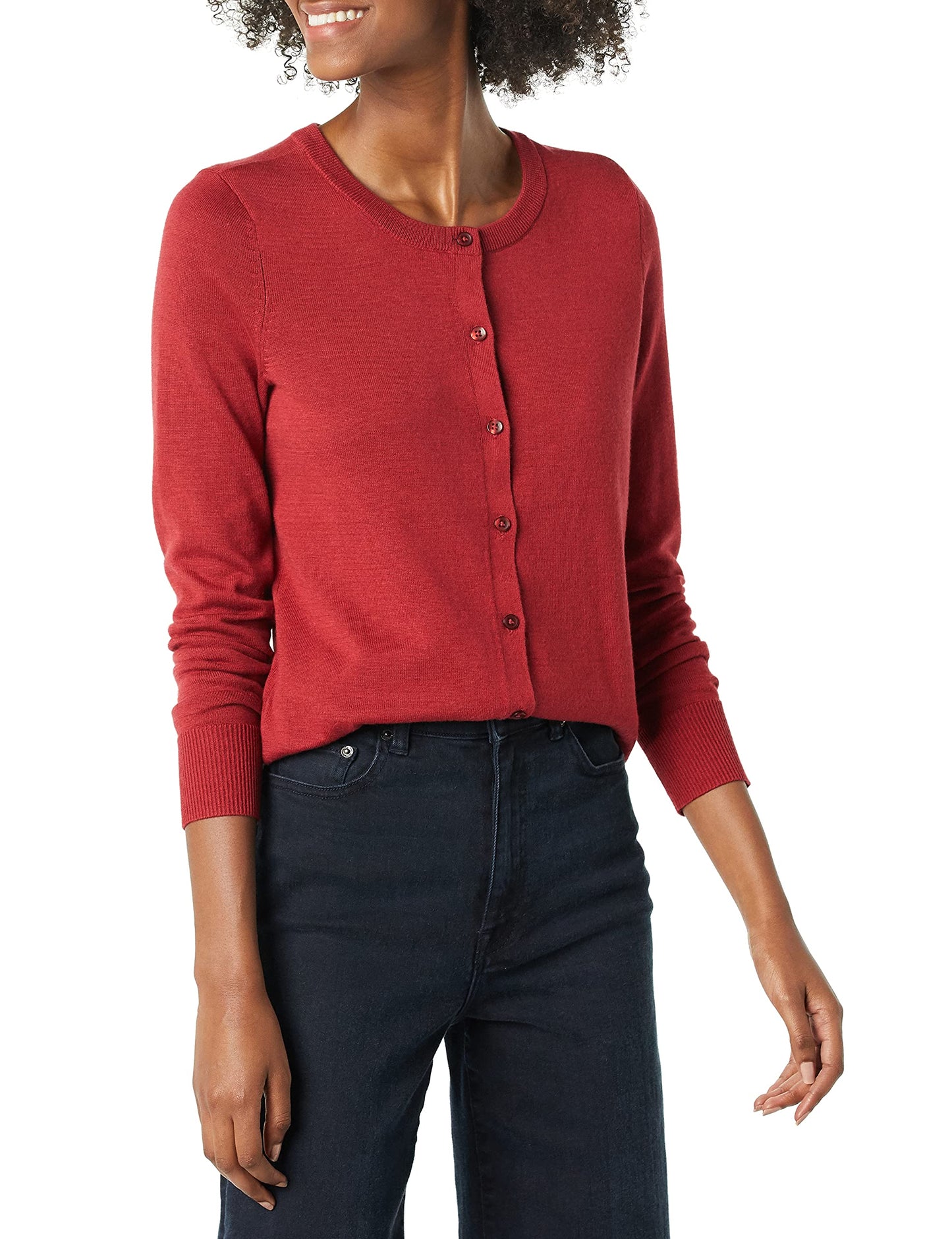 Women's Lightweight Crewneck Cardigan Sweater (Available in Plus Size)
