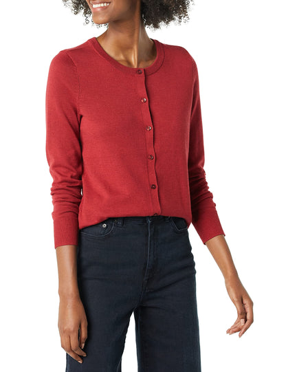 Women's Lightweight Crewneck Cardigan Sweater (Available in Plus Size)
