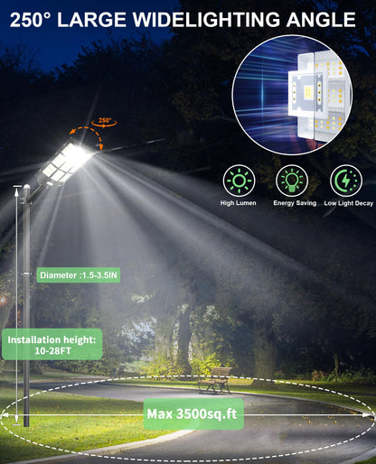 JAYNLT Y-7200W Solar Street Lights Outdoor,680000LM 6500K High Lumen Solar Parking Lot Lights Commercial, Dusk to Dawn Solar Security Flood Lights with Motion Sensor for Parking Lot,Garage,Stadium