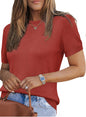 Arach&Cloz Women's Wool Blend Loose Fit Soft Summer Sweater Short Sleeve Crew Neck Casual Pullover Tops Trendy Outfits 2025