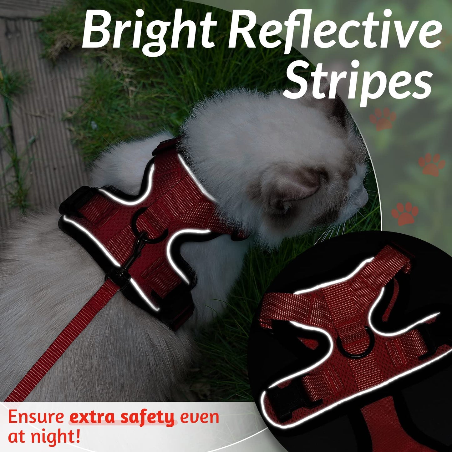rabbitgoo Cat Harness and Leash for Walking, Escape Proof Soft Adjustable Vest Harnesses for Cats, Easy Control Breathable Reflective Strips Jacket, Black, XS