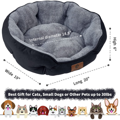 Asvin Small Dog Bed for Small Dogs, Cat Beds for Indoor Cats, Pet Bed for Puppy and Kitty, Extra Soft & Machine Washable with Anti-Slip & Water-Resistant Oxford Bottom, Grey, 20 inches