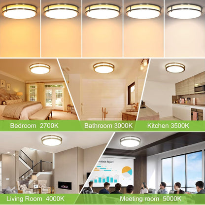 13 inch Flush Mount LED Ceiling Light Fixture, 2700K/3000K/3500K/4000K/5000K Adjustable Ceiling Lights, Oil Rubbed Bronze Saturn Dimmable Lighting for Hallway Bathroom Kitchen or Stairwell, ETL Listed