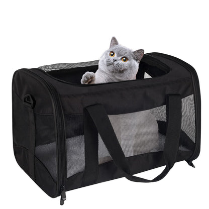 Cat Carrying Case Pet Dog Carrier Soft-Sided Cat Bag Airline Approved, Pet Travel Carrier Up to 15 Lbs, Collapsible Cat Carrier Dog Carrier for Medium Cats Small Cats Dogs(17x11x11 Green)