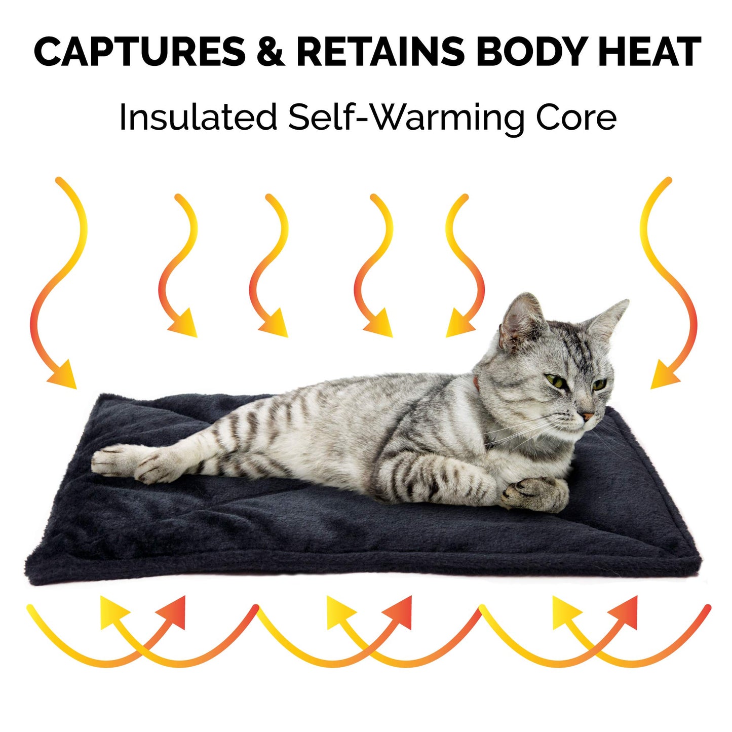 Furhaven ThermaNAP Self-Warming Cat Bed for Indoor Cats & Small Dogs, Washable & Reflects Body Heat - Quilted Faux Fur Reflective Bed Mat - Gray, Small