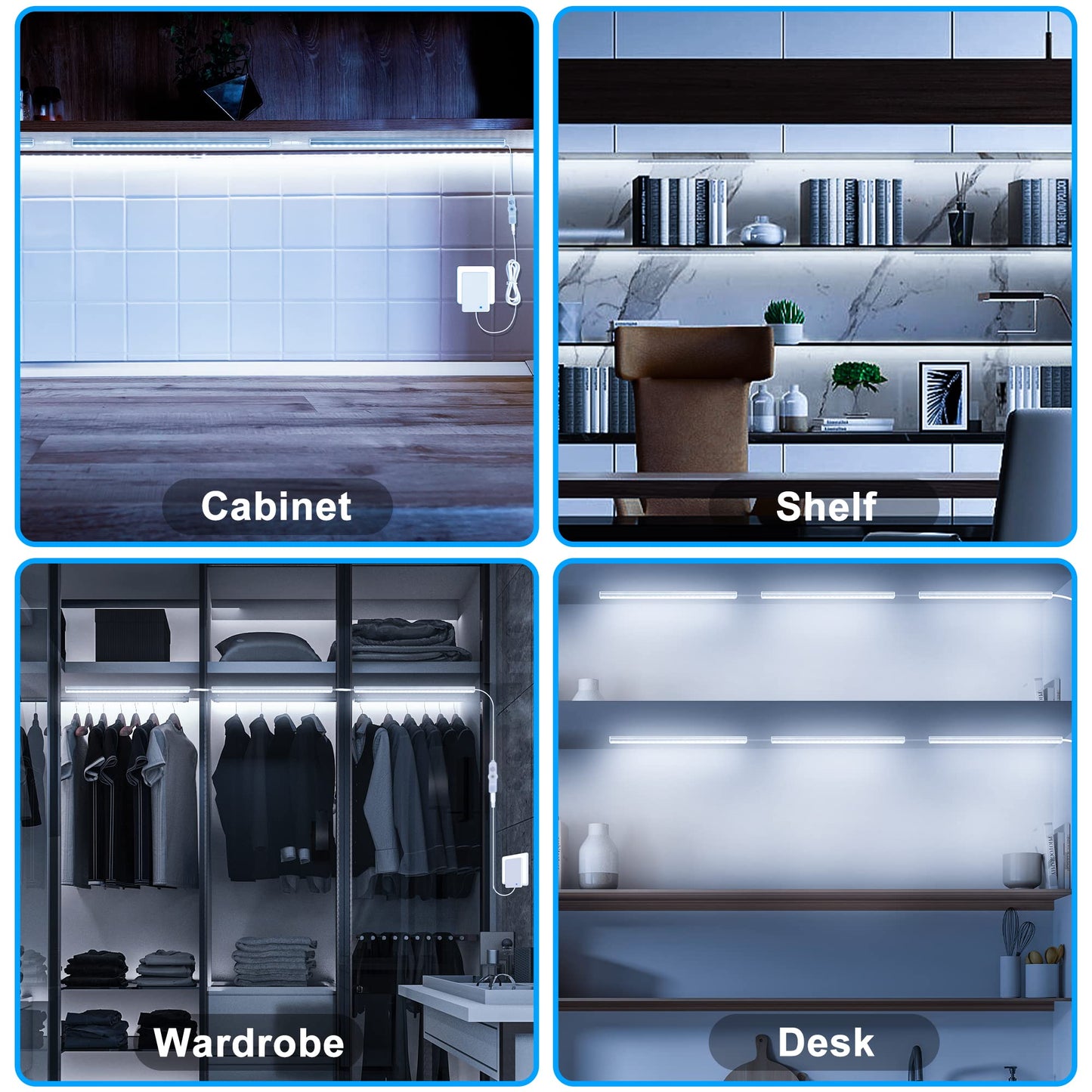 Maylit Under Cabinet Lights Plug in, 3 Pcs 12 Inch Ultra Thin Under Cabinet Lighting, Super Bright Daylight White Under Counter Lights for Kitchen, Dimmable Light for Cabinet, Counter, Workbench, Desk