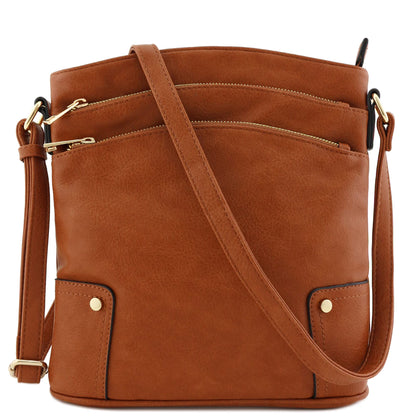 ALYSSA Triple Zip Pocket Large Crossbody Bag