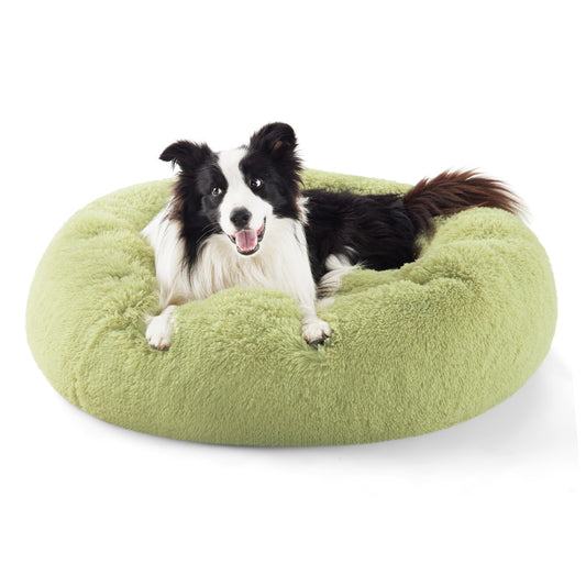 Bedsure Calming Cat Beds for Indoor Cats - Small Cat Bed Washable 20 inches, Anti-Slip Round Fluffy Plush Faux Fur Pet Bed, Fits up to 15 lbs Pets, Camel
