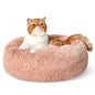Bedsure Calming Cat Beds for Indoor Cats - Small Cat Bed Washable 20 inches, Anti-Slip Round Fluffy Plush Faux Fur Pet Bed, Fits up to 15 lbs Pets, Camel