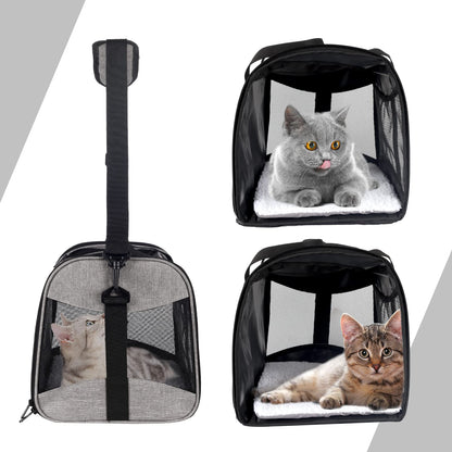 Cat Carrying Case Pet Dog Carrier Soft-Sided Cat Bag Airline Approved, Pet Travel Carrier Up to 15 Lbs, Collapsible Cat Carrier Dog Carrier for Medium Cats Small Cats Dogs(17x11x11 Green)
