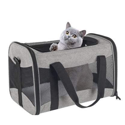 Cat Carrying Case Pet Dog Carrier Soft-Sided Cat Bag Airline Approved, Pet Travel Carrier Up to 15 Lbs, Collapsible Cat Carrier Dog Carrier for Medium Cats Small Cats Dogs(17x11x11 Green)