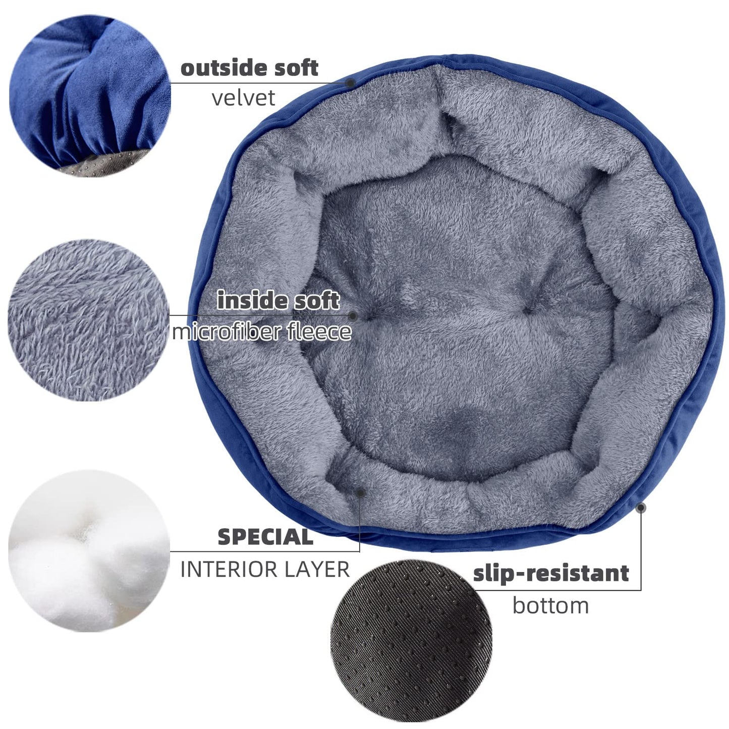 Asvin Small Dog Bed for Small Dogs, Cat Beds for Indoor Cats, Pet Bed for Puppy and Kitty, Extra Soft & Machine Washable with Anti-Slip & Water-Resistant Oxford Bottom, Grey, 20 inches