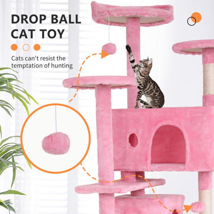 BestPet 54in Cat Tree Tower for Indoor Cats,Multi-Level Furniture Activity Center with Scratching Posts Stand House Condo Funny Toys Kittens Pet Play House,Dark Gray