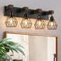 Farmhouse Vanity Light for Bathroom, 3-Light Wood Bathroom Vanity Light Fixtures Over Mirror, Rustic Sconces Wall Lighting with Metal Lampshade for Living Room, Bedroom, Hallway