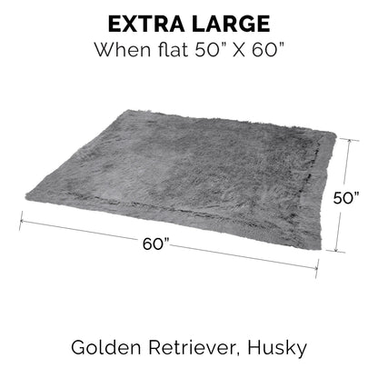 Furhaven - Manta impermeable y lavable para perros y gatos de interior, hecha en piel sintética de pelo largo sintético y terciopelo en color madera, XL, gris niebla