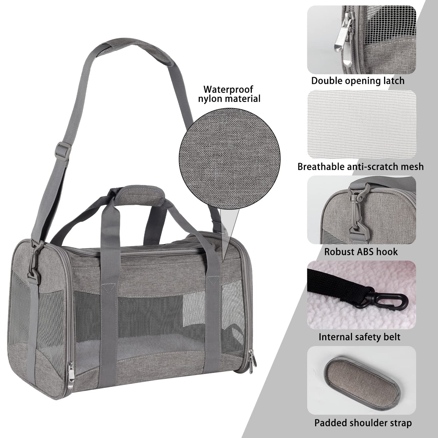 Cat Carrying Case Pet Dog Carrier Soft-Sided Cat Bag Airline Approved, Pet Travel Carrier Up to 15 Lbs, Collapsible Cat Carrier Dog Carrier for Medium Cats Small Cats Dogs(17x11x11 Green)
