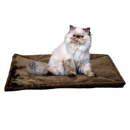 Furhaven ThermaNAP Self-Warming Cat Bed for Indoor Cats & Small Dogs, Washable & Reflects Body Heat - Quilted Faux Fur Reflective Bed Mat - Gray, Small