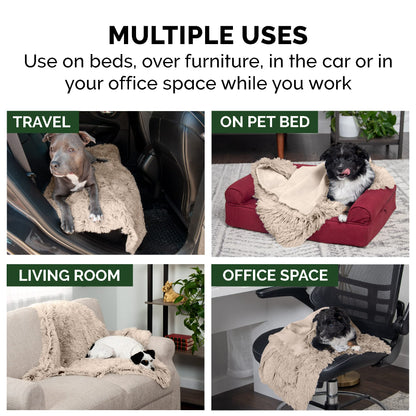Furhaven - Manta impermeable y lavable para perros y gatos de interior, hecha en piel sintética de pelo largo sintético y terciopelo en color madera, XL, gris niebla