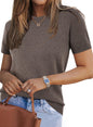 Arach&Cloz Women's Wool Blend Loose Fit Soft Summer Sweater Short Sleeve Crew Neck Casual Pullover Tops Trendy Outfits 2025