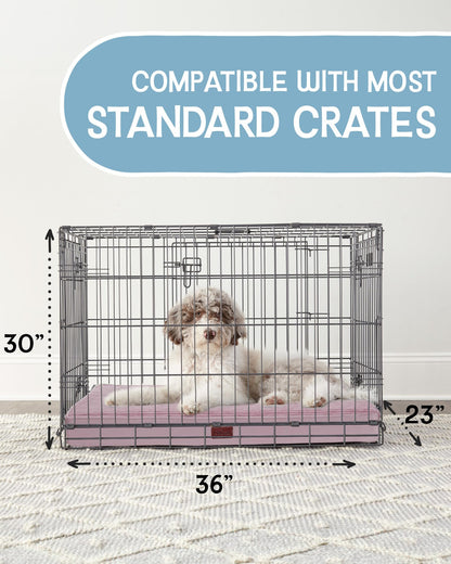 OhGeni 35 Inch Orthopedic Waterproof & Machine Washable Dog Bed for Medium Large Pets, 20D Egg Crate Foam Stable Support, Non-Slip Bottom and Removable Cover, Tear-Resistant Invisible Zipper(Gray)