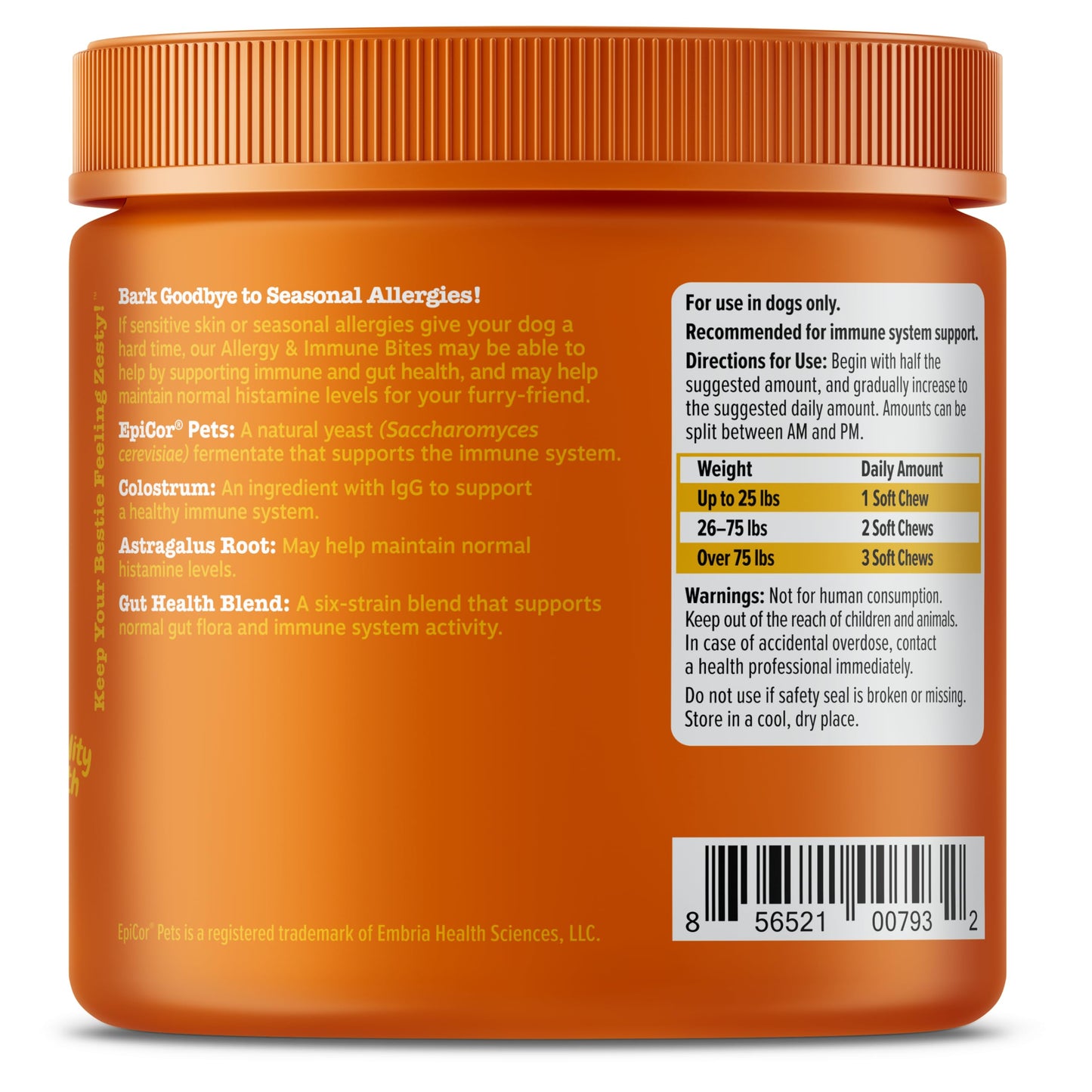 Suplemento inmune a las alergias para perros - Con Omega 3 Aceite de salmón salvaje de Alaska y EpiCor + Prebióticos y probióticos digestivos - Alergias estacionales + Anti picor y puntos calientes Apoyo a la piel - 90 masticables Golosinas