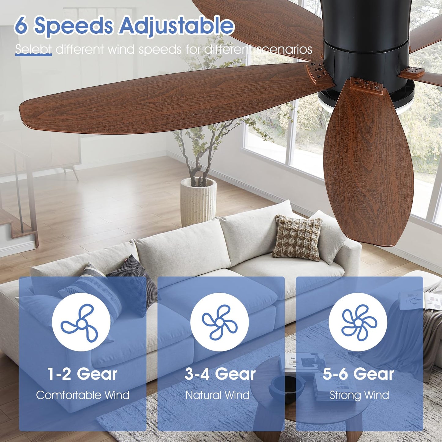 Ceiling Fans with Lights-36 Low Profile Ceiling Fan with Light and Remote/APP Control,Flush Mount,DC Reversible,LED Dimmable Blakc Ceiling Fans for Bedroom,Indoor/Outdoor Patio Use