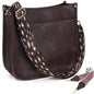 HKCLUF Crossbody Bags for Women Trendy Vegan Leather Hobo Handbags With 2PCS Adjustable Guitar Strap Shoulder Bucket Bags