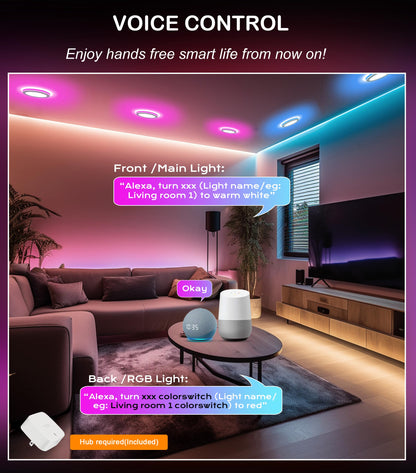 [6 Pack] CLOUDY BAY 4inch Smart WiFi LED Recessed Lights,RGBCW Color Changing Recessed Lighting,Compatible with Alexa and Google Home Assistant,10W 2700K-6500K,CRI90+ Wet Location,White Finish