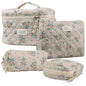 Cute Makeup Bag for Women(2 Pcs), Travel Cosmetic Bags, Quilted Coquette Aesthetic Floral Toiletry Organizer Bag (NavyBlue Flower)