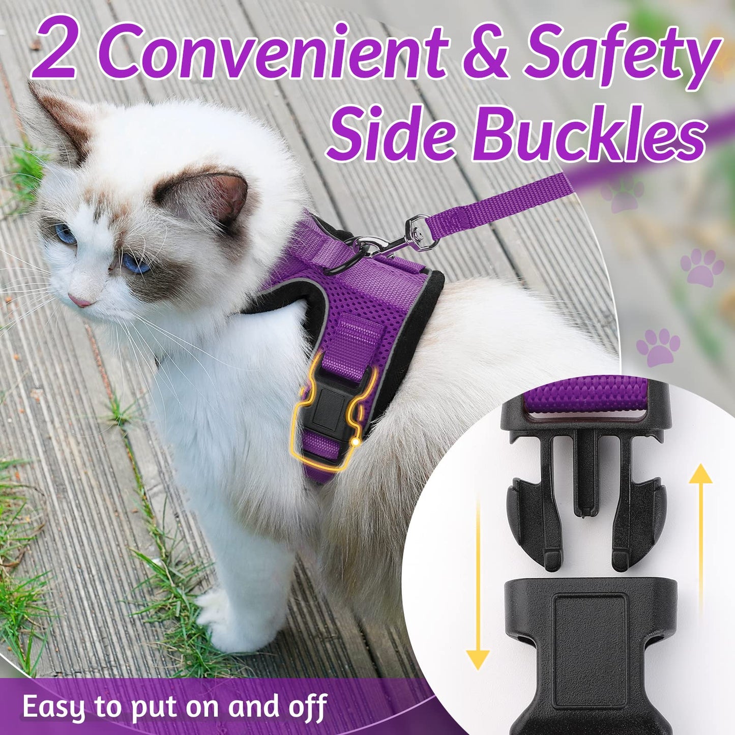 rabbitgoo Cat Harness and Leash for Walking, Escape Proof Soft Adjustable Vest Harnesses for Cats, Easy Control Breathable Reflective Strips Jacket, Black, XS